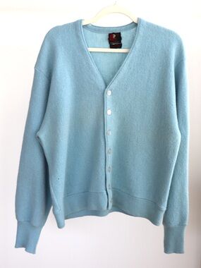 1960s Vintage Arnold Palmer Blue Wool Cardigan Size 2X